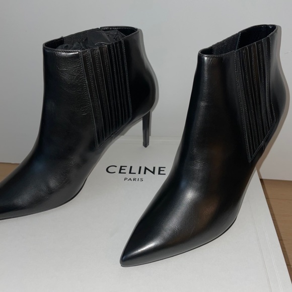 Celine Sharp Leather Bootie Women's Black 38.5/8.5 - Picture 6 of 8